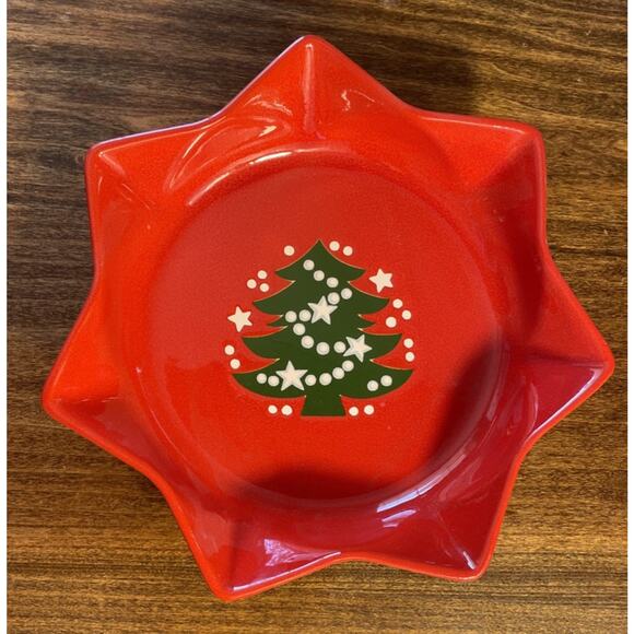 Vintage Waechtersbach Christmas Red Tree Star Shaped Serving Bowl W. Germany - Picture 1 of 8